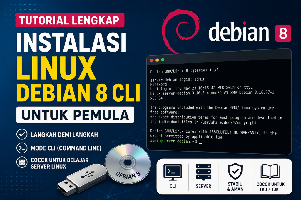 Tutorial Lengkap Instalasi Linux Debian 8 CLI untuk Pemula