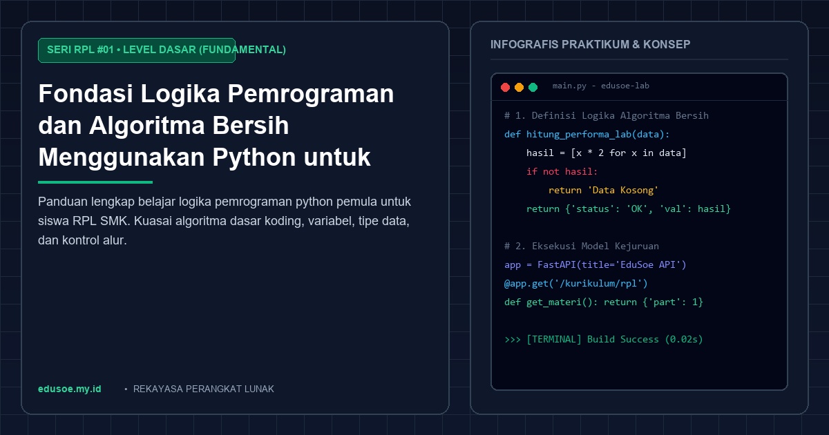 Fondasi Logika Pemrograman dan Algoritma Bersih Menggunakan Python untuk Pemula SMK [Seri RPL #1]
