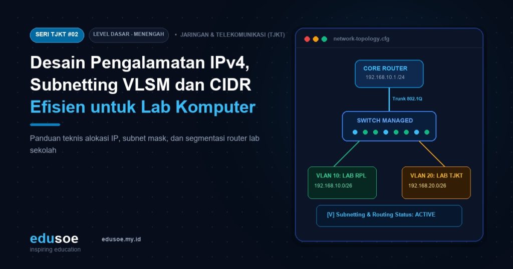 Desain Pengalamatan IPv4, Subnetting VLSM dan CIDR Efisien untuk Lab Komputer