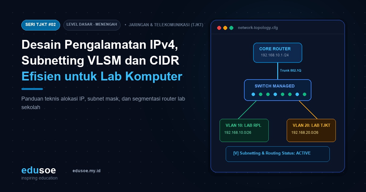 Desain Pengalamatan IPv4, Subnetting VLSM dan CIDR Efisien untuk Lab Komputer