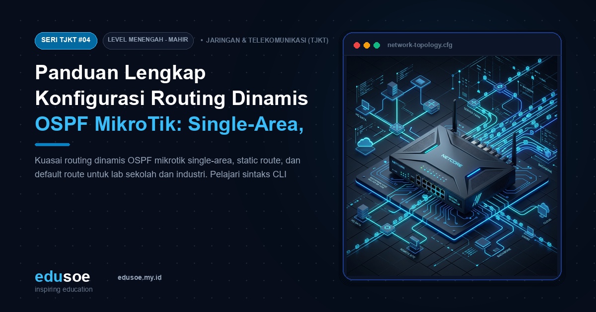Panduan Lengkap Konfigurasi Routing Dinamis OSPF MikroTik: Single-Area, Static, dan Default Route [Seri TJKT #4]