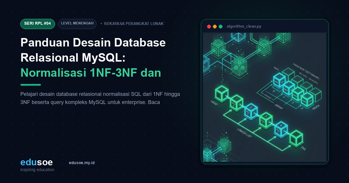 Panduan Desain Database Relasional MySQL: Normalisasi 1NF-3NF dan Query SQL Kompleks [Seri RPL #4]